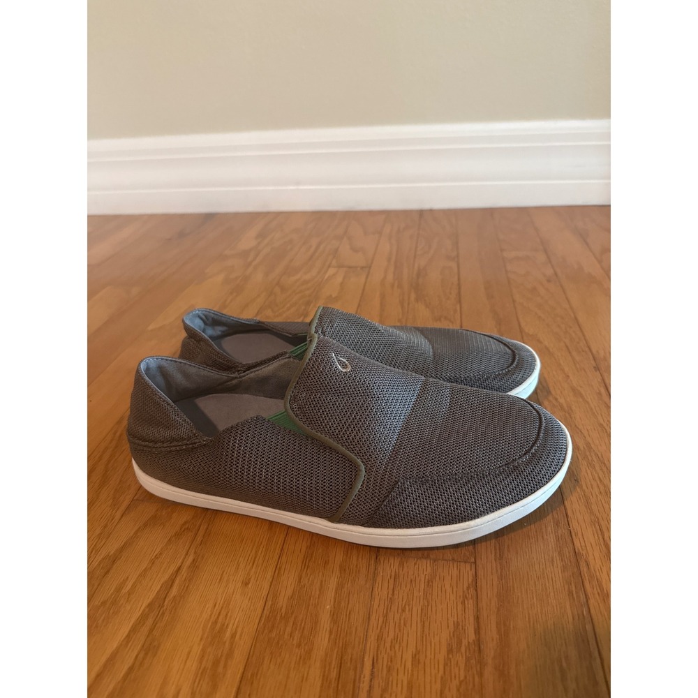 OLUKAI NOHEA MESH SHOES Gray Lime MENS Sz 10.5 Casual Comfort Preppy Outdoor